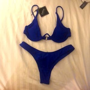 ZAFUL push up plunge bathing suit/BLUE
